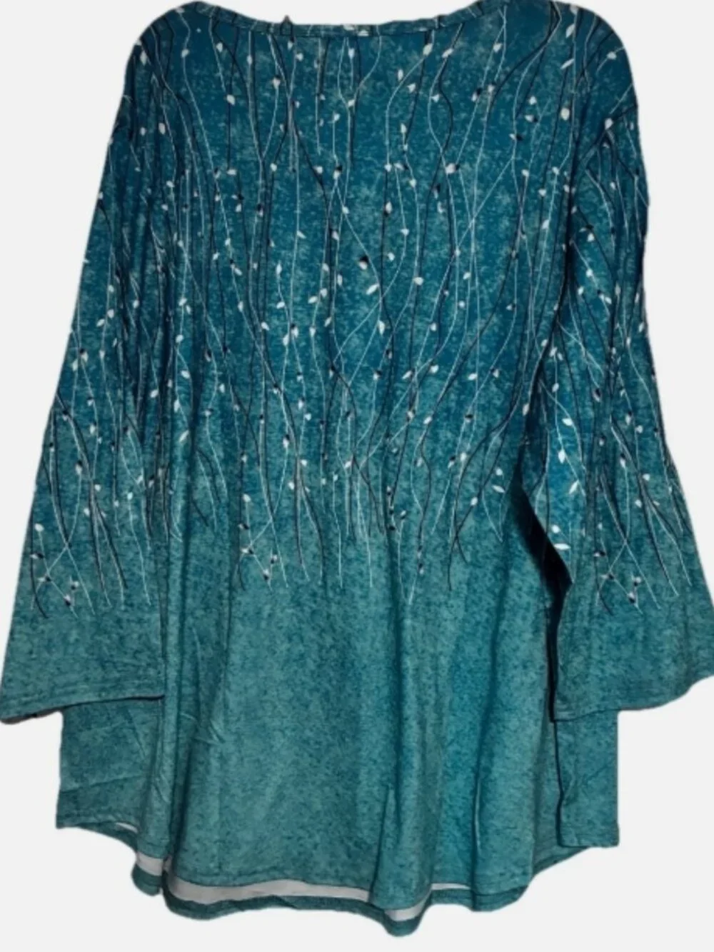 XIEEDUO Fashion Womens 3XL Blue V Neck Ruched 3/4 Sleeve Stretch Top NWT